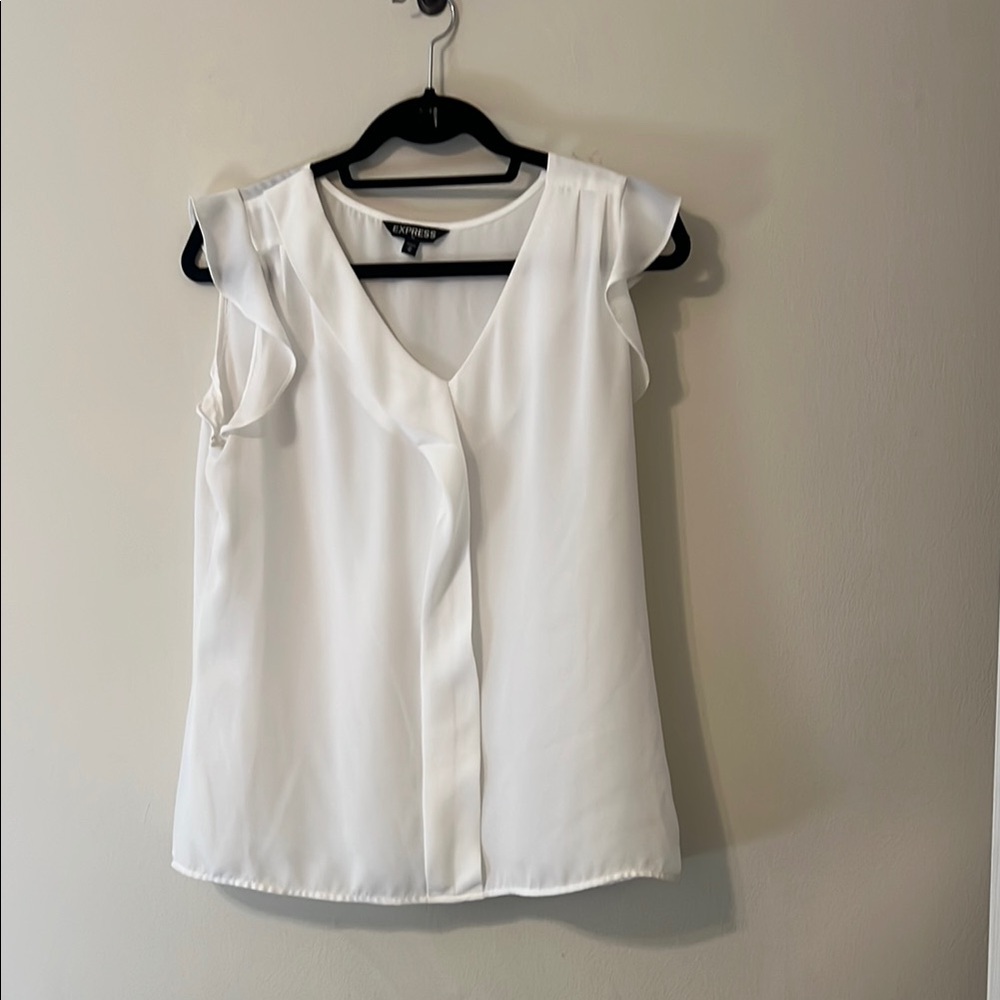 Express White Ruffled Wrap Blouse